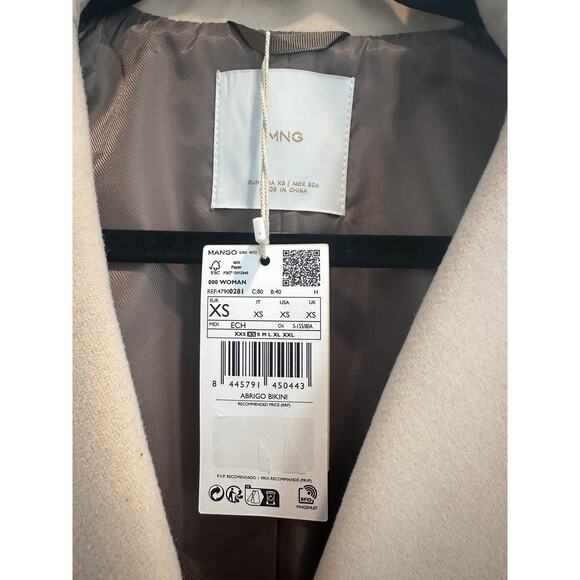 Mango Nude Pink Button Down Collard  Wool Coat Size XS - Picture 3 of 7